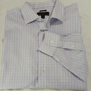 Jos.A.Bank RESERVE no wrinkles 18/37 !00% cotton men's button-up lavender plaid